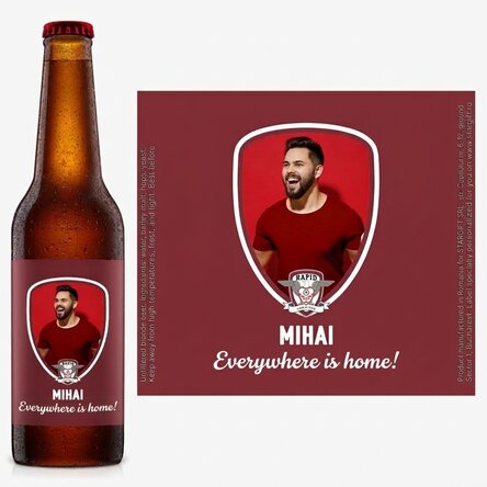 FC Rapid beer personalised with photo and text