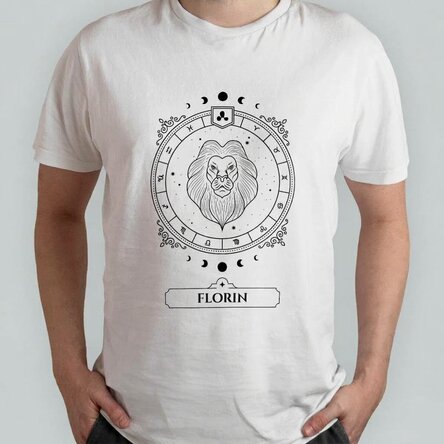 Personalised cotton T-shirt with name and star sign – Leo