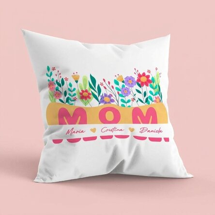 Personalised cushion with text, large size - Flower field