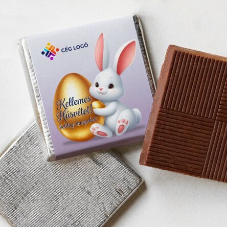 Személyre szabott mini csokoládé logóval és üzenettel - Húsvéti nyuszi