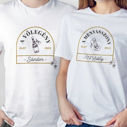 Személyre szabott pamut póló szöveggel esküvőkhöz - Vintage Love