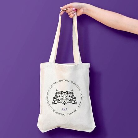 Personalised bag with text - Gemini zodiac sign