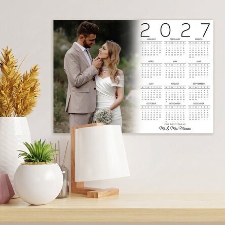 Personalised calendar poster with a photo and message - Our first year