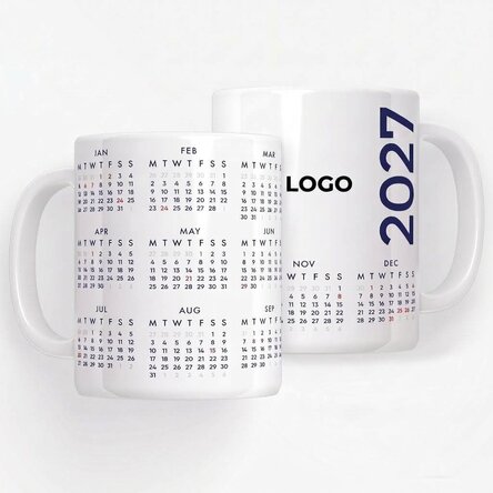 Personalised mug with calendar and logo
