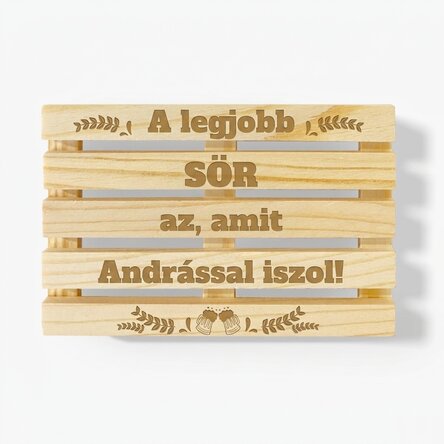 Személyre szabott, raklap alakú alátét szöveggel - A legjobb sör