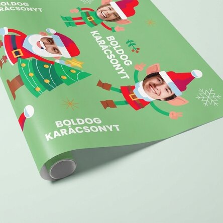 Személyre szabott ajándékcsomagoló papír 5 fotóval - Vicces karácsony
