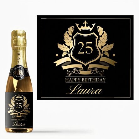 Mini bottle of sparkling wine personalised with text - Royalty
