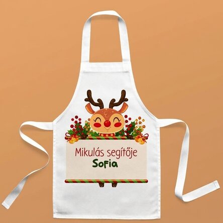 Személyre szabott gyermek kötény szöveggel - Mikulás segédje