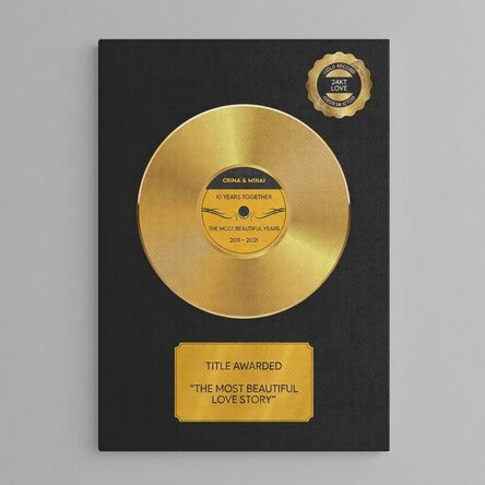 Personalised canvas painting with text - The Golden Disc