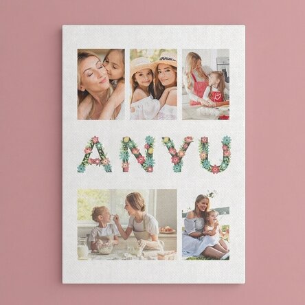 Személyre szabott vászonnyomtatás 5 fotóval – Anyának