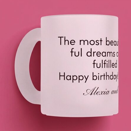 Personalised frosted glass mug with text - Message for loved ones
