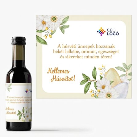 Mini borosüveg logóval és üzenettel személyre szabva – Húsvét