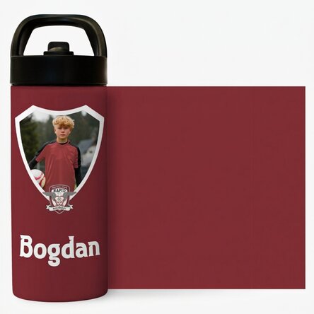 FC Rapid thermos with handle and straw, personalised with name and photo