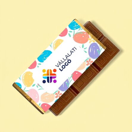 Mini csokoládétábla, logóval és üzenettel személyre szabva - Színes tojások