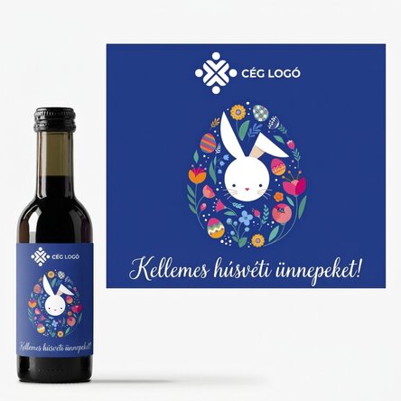 Mini borosüveg, logóval és húsvéti üdvözlettel személyre szabva