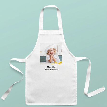 Personalised children's apron with photo and text