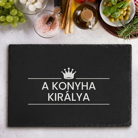 Személyre szabott, gravírozott pala táblácska szöveggel – A konyha királya