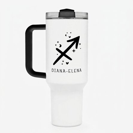 Thermos bögre fogantyúval és szívószállal, személyre szabott szöveggel - Nyilas