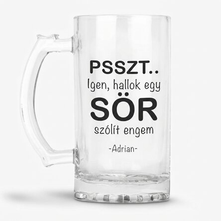 Személyre szabott söröskorsó üzenettel - SHH...Sört hallok
