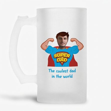 Personalised beer mug with message and photo - Dad, my hero