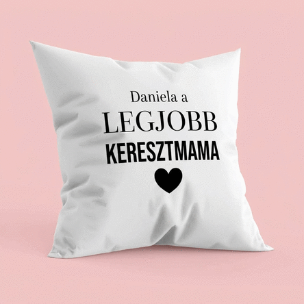 Személyre szabott párna üzenettel a keresztszülőknek