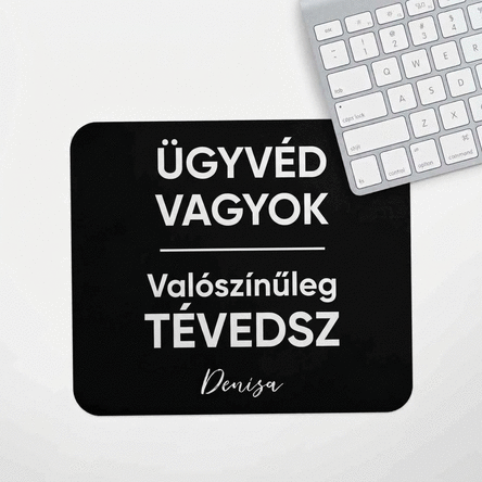 Személyre szabott egérpad üzenettel ügyvédnek