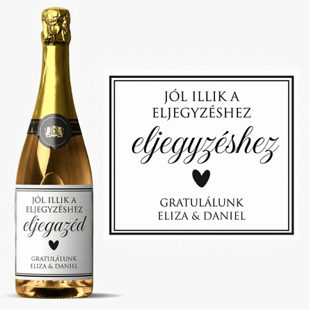Személyre szabott pezsgő szöveggel - Szív