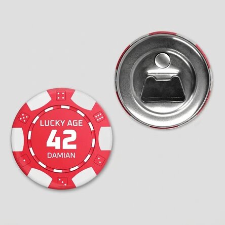 Personalised bottle opener with message - Poker Chip