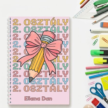 Személyre szabott jegyzetfüzet szöveggel - Pretty pencil