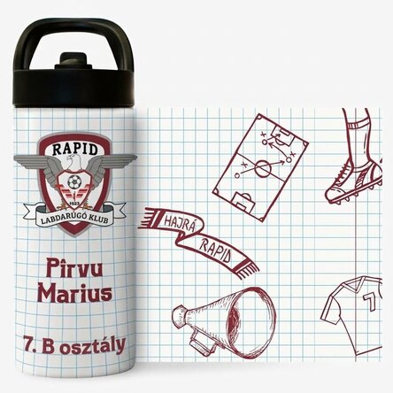 FC Rapid termosz fogantyúval és személyre szabott szalmával, felirattal - Doodle