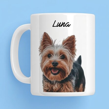 Personalised mug with a photo and the name of your pet