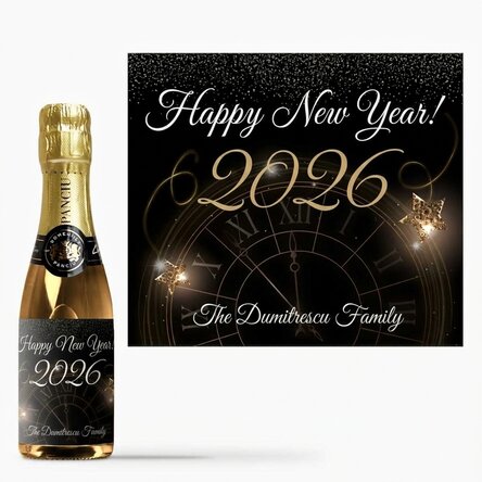 Mini bottle of sparkling wine personalised with text - New Year