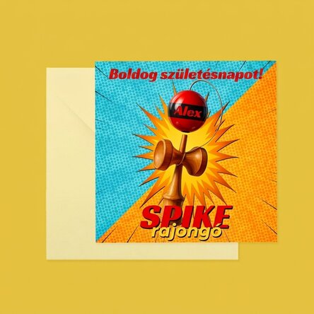 Személyre szabott négyzet alakú kártya szöveggel - Spike rajongó