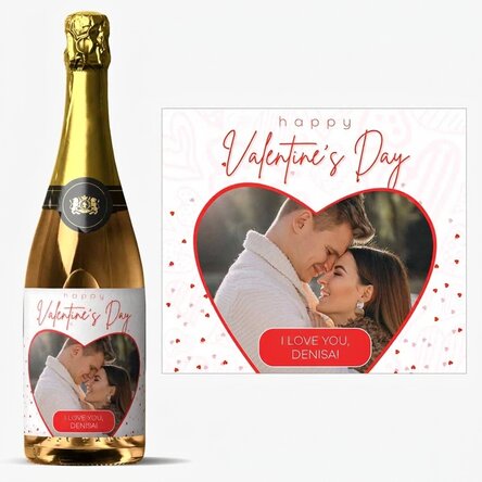 Personalised sparkling wine with a photo and text - Heart