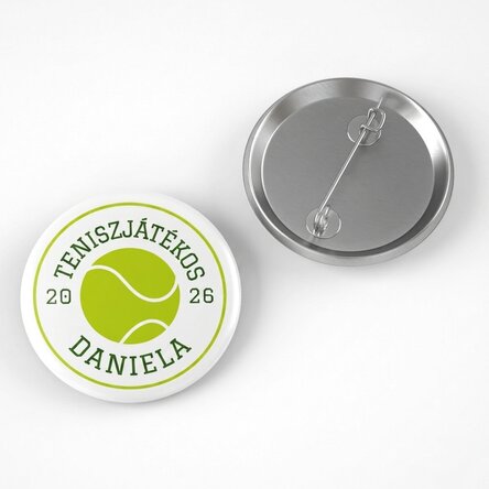 Személyre szabott kitűző szöveggel - Tenisz