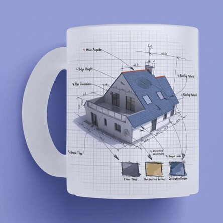 Personalised mug with text for architects