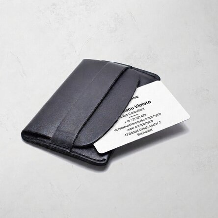 Personalised aluminium business card, minimalist design, logo and QR code