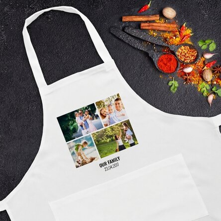 Personalised apron with 4 photos and text