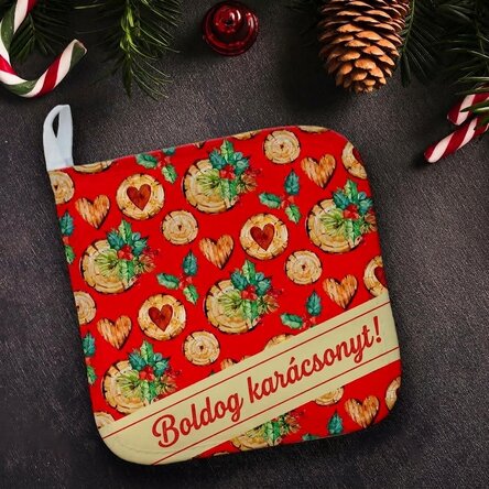 Személyre szabott forró edényfogó szöveggel - Mistletoe