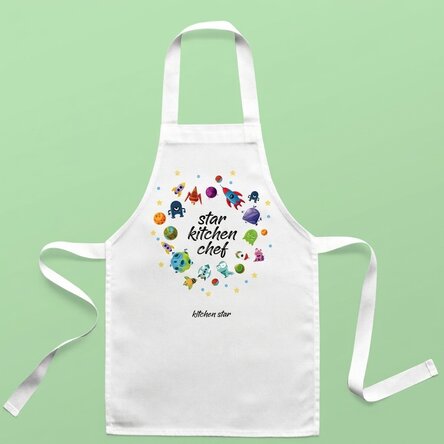Customised children's apron with text - Cosmos