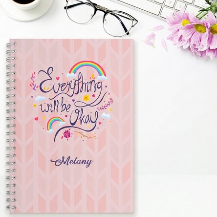 Personalised notebook with text - Everything will be okay