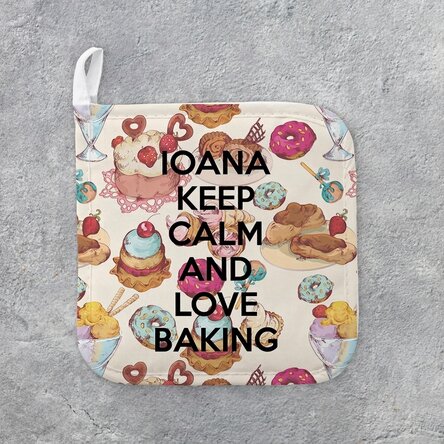 Personalised hot pot holder with text - Keep Calm