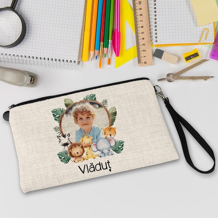 Trusă pentru școală personalizată cu poză și text - Animăluțe