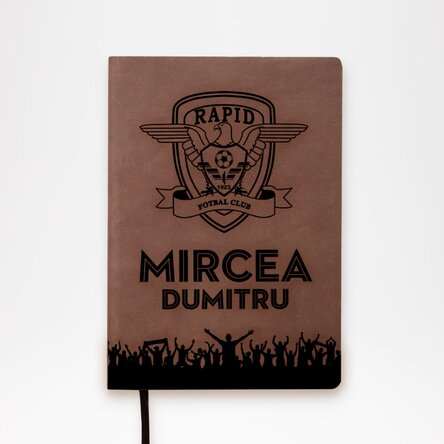 Agendă din piele FC Rapid personalizată cu nume 