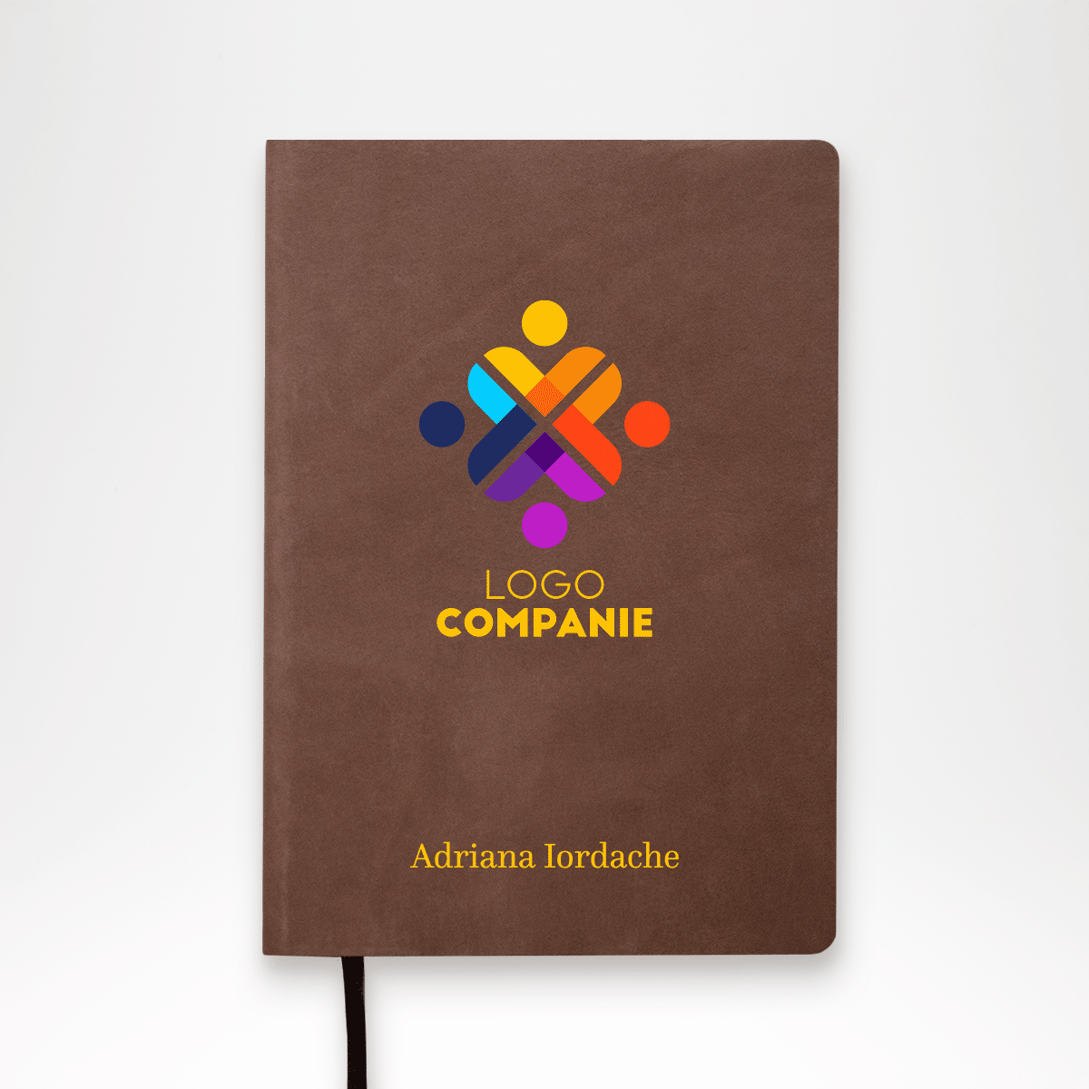 Agendă din piele personalizată color cu logo și text