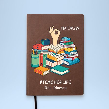 Agendă din piele personalizată color - #TEACHERLIFE