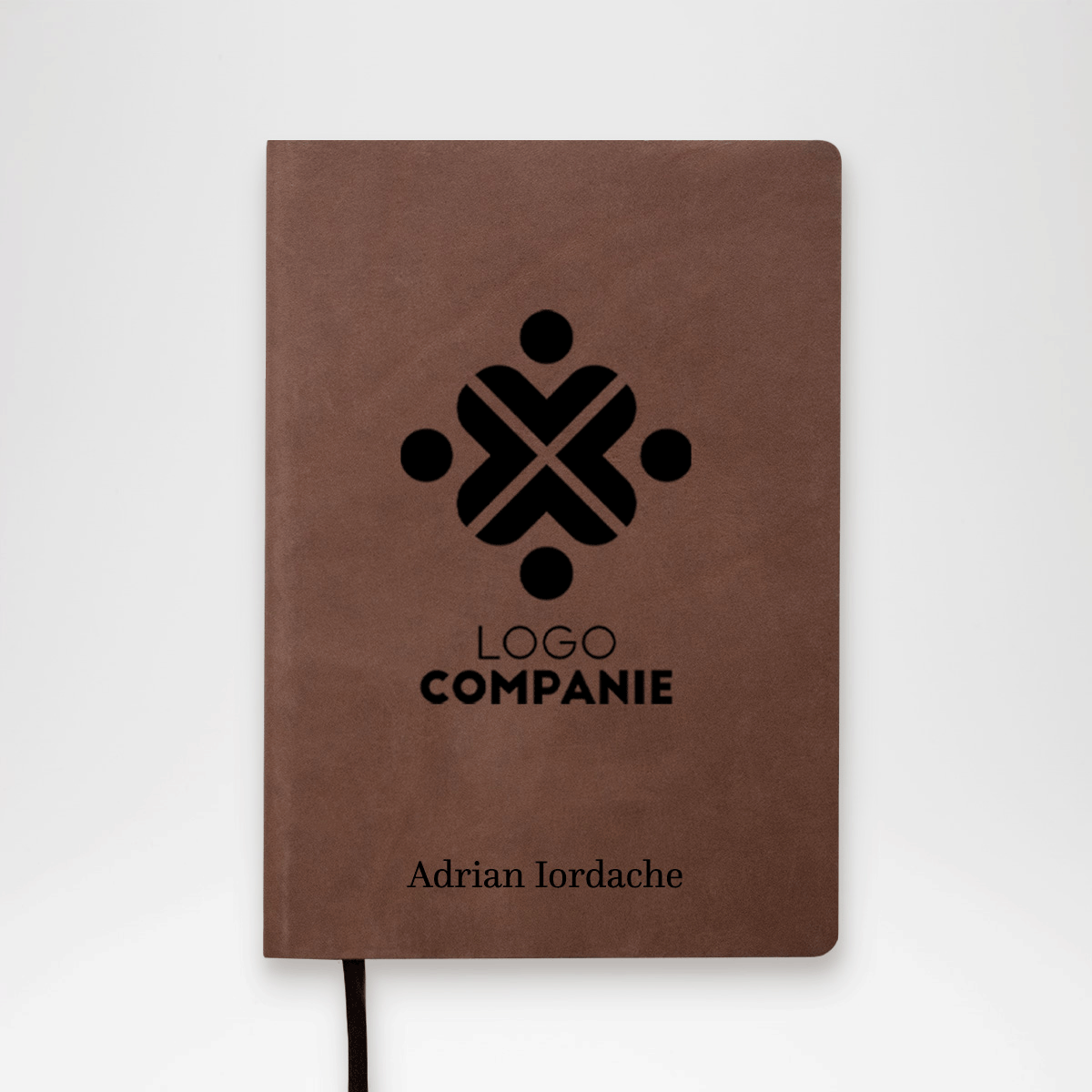 Agendă din piele personalizată cu nume și logo