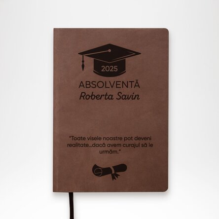 Agendă din piele personalizată cu text - Absolvent