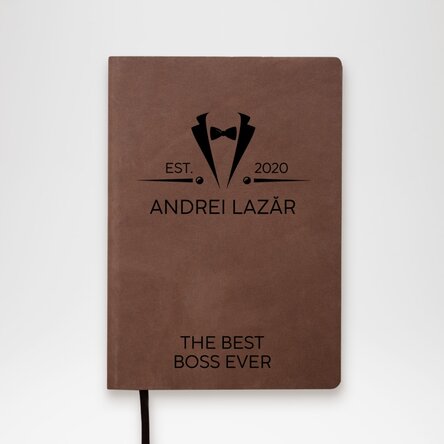 Agendă din piele personalizată cu text - Elegant