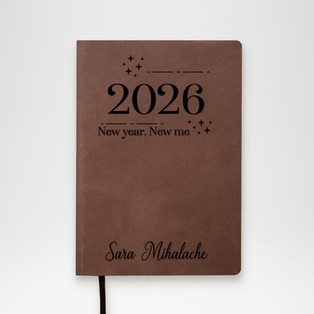 Agendă din piele personalizată cu text - New year, new me
